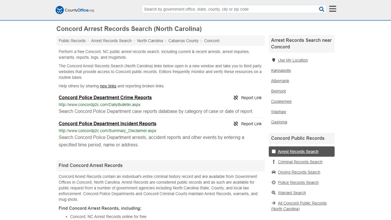 Arrest Records Search - Concord, NC (Arrests & Mugshots) - County Office