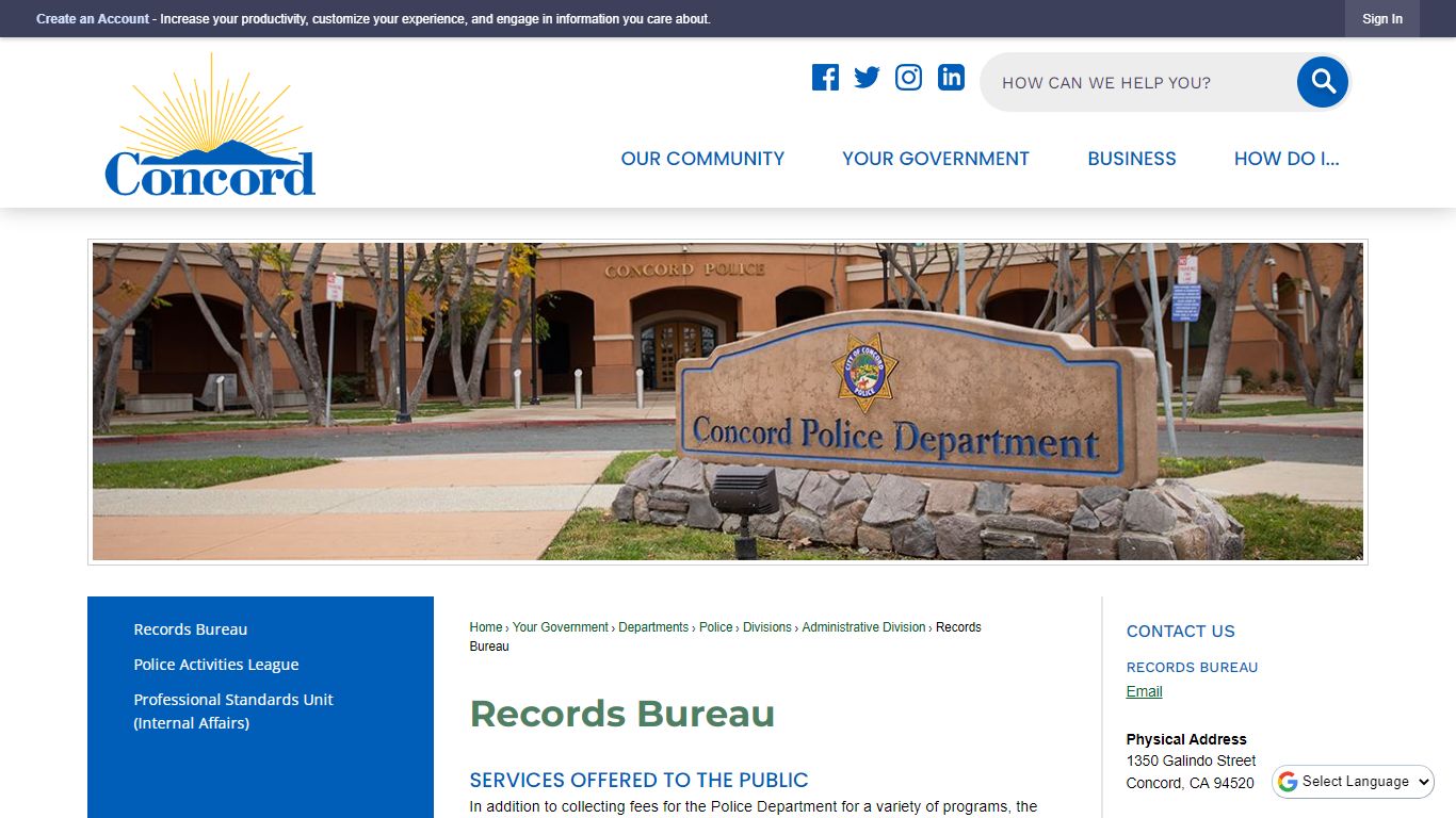 Records Bureau | Concord, CA